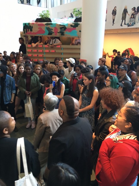 A view of the trailer through the opening night crowd. (Photo by Calder Zwicky)