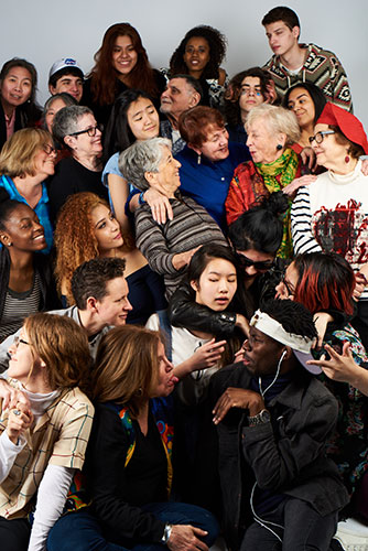 Donna Brent, Irene Porges (both center), and fellow class participants in a photography shoot as part of a recent Prime Time and Teen Programs collaboration. Photo: Joanna Seitz and Steven Rose